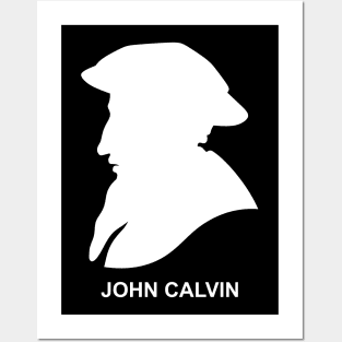 Silhouette of Christian reformer and theologian John Calvin Posters and Art